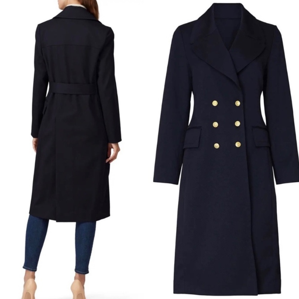 Victor Alfaro Collective Navy Blue Twill
Double Breasted Long Coat - Size Small - Picture 3 of 9